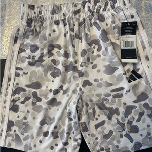 Adidas Boy’s White and Gray Camo Athletic Shorts